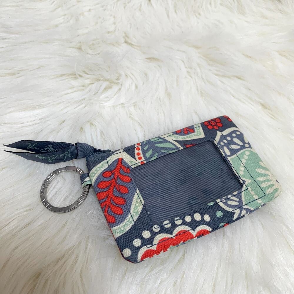 VERA BRADLEY Flat Cotton NOMADIC FLORAL Zip Coin ID Wallet w/Key Ring - Picture 2 of 8